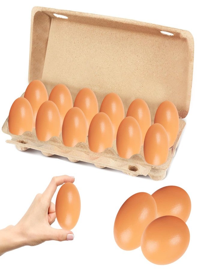 Chochkees Wooden Fake Eggs 12-Pack, Life Size Brown Eggs, Perfect for Easter Crafts, Décor and Egg Hunts, 2.3" Inches - Image 1